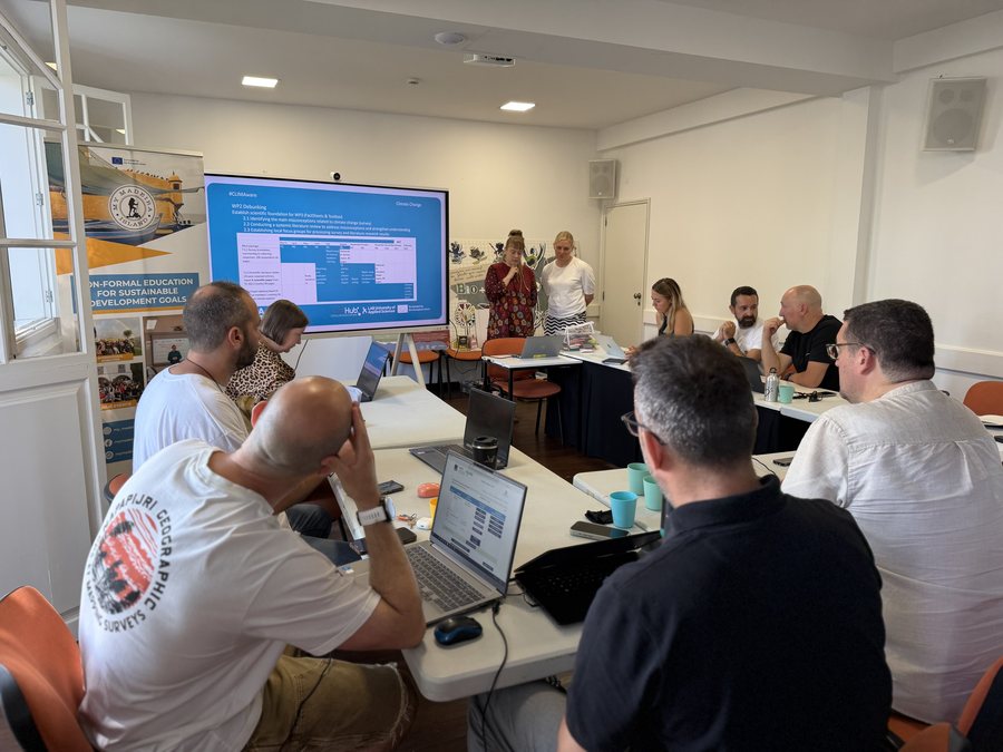CLIMAware partners reviewing the project timeline on screen during the kick-off meeting