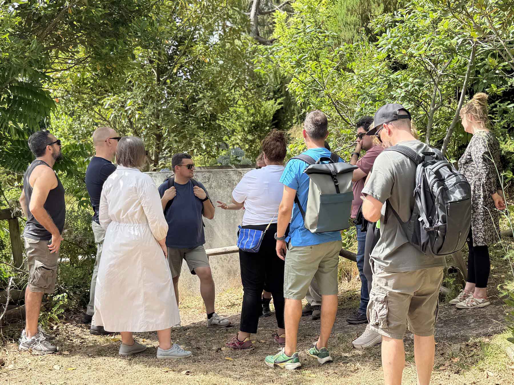 CLIMAware partners talking together outdoors during the project's kick-off meeting