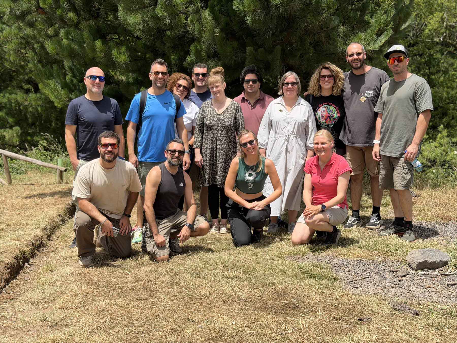 The CLIMAware partnership team together in the field at the project's kick-off meeting